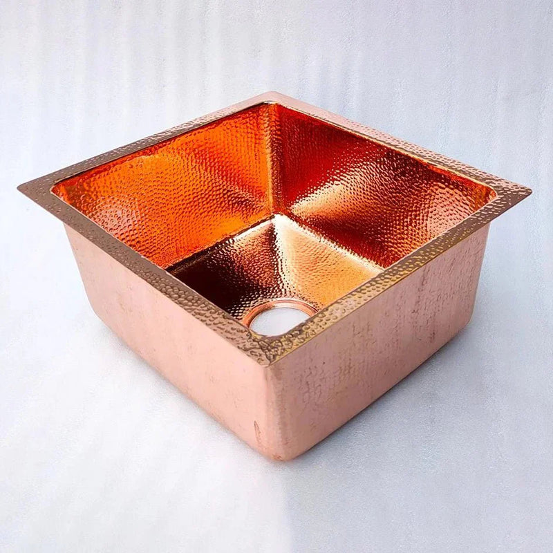 Color Drenching and Brass Hardware Guide featuring Hammered Copper Kitchen Island Sink