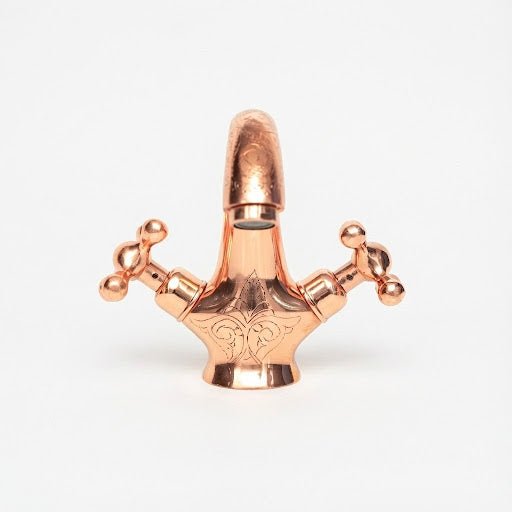 Moroccan Bathroom Design Riad-Inspired Ideas featuring Hand-Engraved Copper Bathroom Faucet