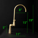 Golden arc brass bridge faucet – three-hole installation top view