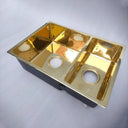 Unlacquered brass double bowl workstation sink – equal bowl configuration, undermount