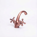Antique copper vanity faucet – side view showing cross handle design