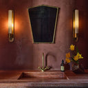 Unlacquered brass gooseneck faucet – side view showing spout height