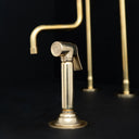 S-spout brass kitchen faucet – side view showing S-curve design