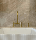 Mykonos brass bridge kitchen faucet set – Mediterranean-inspired design, front view