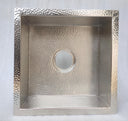 Handmade square silver kitchen sink – geometric bowl design, top-down view