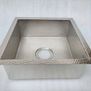 Handmade square silver kitchen sink – undermount with hammered texture, front view