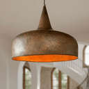 Aged Copper Dome Pendant – Vintage Ceiling Light for Kitchen Interiors - Brass For Homes - 