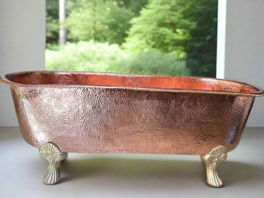 Antique Brass Hammered Bathtub bathtub fixture for bathrooms, freestanding tubs, and classic bath interiors - view 1