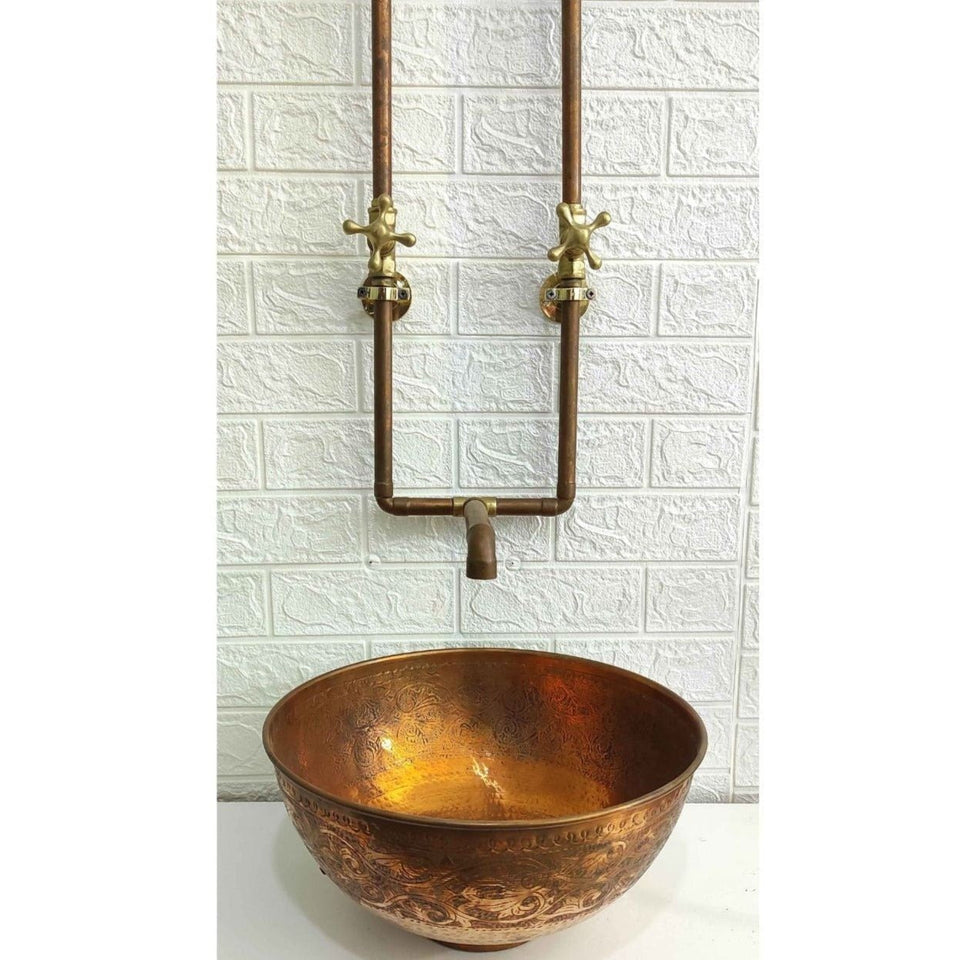 Antique Copper Wall Mount Faucet Sink wall mount faucet for wall-mounted sink layouts, bathrooms, kitchens, and compact wash spaces - view 1