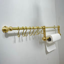 Unlacquered Brass Pot Rack With Tissue Holder kitchen hardware for cabinets, drawers, sinks, drains, pot rails, and kitchen utility areas - view 3