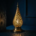 Brass Bedside Lamp — Hand-Pierced Moroccan Table Light Pendant Lighting detail view 4