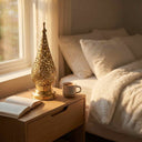 Brass Bedside Lamp — Hand-Pierced Moroccan Table Light Pendant Lighting detail view 5