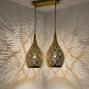 Brass Teardrop Pendant Light – Handmade Pierced Ceiling Lamp for Living Room - Brass For Homes - 