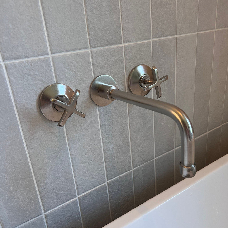 Brushed Nickel Wall Mounted Faucet wall mount faucet for wall-mounted sink layouts, bathrooms, kitchens, and compact wash spaces - view 1