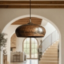 Hammered Copper Dome Pendant – Oxidized Rustic Ceiling Light for Kitchens Pendant Lighting detail view 2