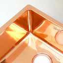 Smooth copper kitchen island sink – warm copper tone, side view