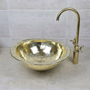 Engraved Brass Bathroom Sink – Round Undermount Basin Sinks product photo