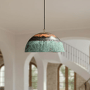 Green patina dome pendant copper ceiling light farmhouse kitchen style – Brass For Homes