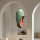 Green Patina Copper Pendant – Cutout Dome Ceiling Light for Rustic Decor pendant light for kitchen islands, dining rooms, vanities, and warm artisan interiors - view 1