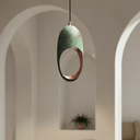 Green Patina Copper Pendant – Cutout Dome Ceiling Light for Rustic Decor pendant light for kitchen islands, dining rooms, vanities, and warm artisan interiors - view 2