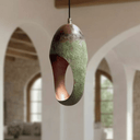 Green Patina Copper Pendant – Oval Cutout Ceiling Light for Rustic Decor pendant light for kitchen islands, dining rooms, vanities, and warm artisan interiors - view 2