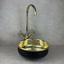 Hammered Brass Vessel Bathroom Sink – Black Round Basin Sinks product photo