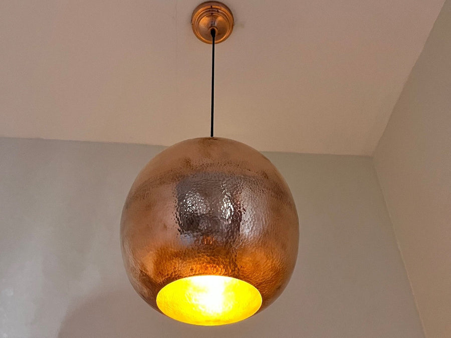 Hammered Copper Ball Pendant Light — Solid Copper Sphere Ceiling Lamp pendant light for kitchen islands, dining rooms, vanities, and warm artisan interiors - view 1