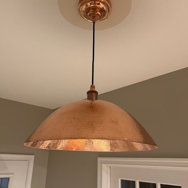 Hammered Copper Dome Pendant Light — Solid Copper Moroccan Ceiling Lamp pendant light for kitchen islands, dining rooms, vanities, and warm artisan interiors - view 1