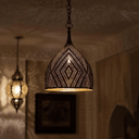 Moroccan brass teardrop pendant light – close-up of brass construction and finish