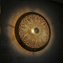 Handcrafted Round Brass Wall Light – Moroccan Engraved Sconce Pendant Lighting detail view 2