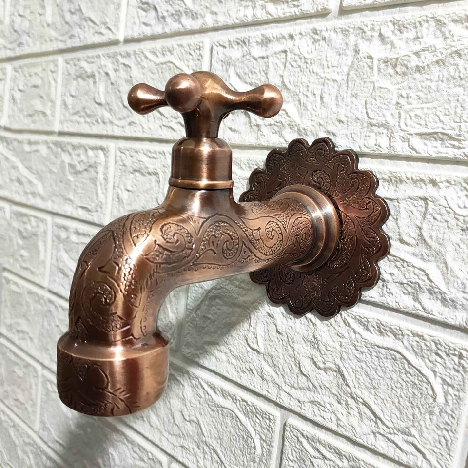 Handmade Brass Water-Tap - Copper finish Shower Systems product photo