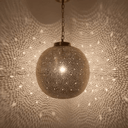 Brass Globe Pendant Light – Pierced Shadow Lamp for Boho Interiors - Brass For Homes - 