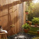 Outdoor Gold Rain Shower – Solid Brass Wall Mounted System Shower Systems detail view 4