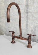 Moroccan Copper Bridge Faucet Kitchen Faucets kitchen faucet for kitchen sinks, prep sinks, bridge faucet layouts, and farmhouse kitchens - view 3