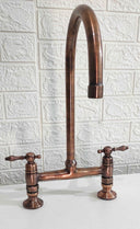 Moroccan Copper Bridge Faucet Kitchen Faucets kitchen faucet for kitchen sinks, prep sinks, bridge faucet layouts, and farmhouse kitchens - view 4