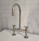 Solid Brass Bridge Faucet Nickel Matte Finish Kitchen Faucets product photo