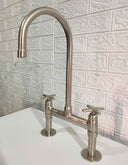 Solid Brass Bridge Faucet Nickel Matte Finish Kitchen Faucets detail view 2