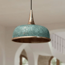 Green Patina Copper Dome Pendant – Oxidized Ceiling Light for Farmhouse - Brass For Homes - 