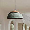 Green Patina Copper Dome Pendant – Oxidized Ceiling Light for Farmhouse Pendant Lighting detail view 2