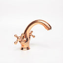 Hand-engraved copper bathroom faucet – side view showing decorative body