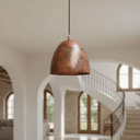 Hammered Rustic Copper Pendant – Dome Ceiling Light for Farmhouse Kitchens - Brass For Homes - 