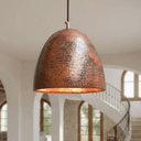 Hammered rustic copper dome pendant ceiling light – farmhouse kitchen fixture – Brass For Homes