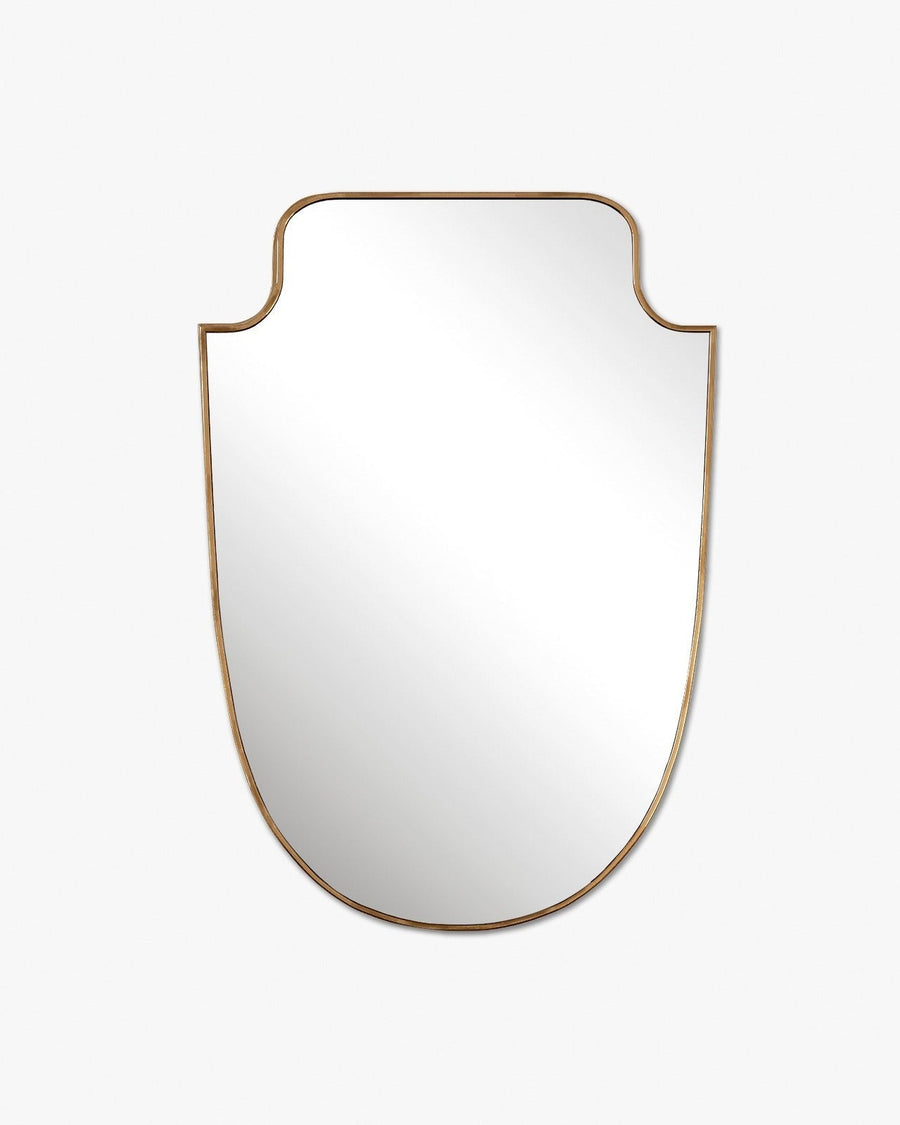 Shelda Gold Wall Mirror - Unlacquered Solid Brass wall mirror for bathrooms, entryways, dressing rooms, and decorative wall styling - view 1