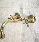 Unlacquered Brass Curved Wall Mounted faucet wall mount faucet for wall-mounted sink layouts, bathrooms, kitchens, and compact wash spaces - view 2