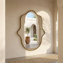 The Hamsa - Hand-Forged Solid Unlacquered Brass Mirror wall mirror for bathrooms, entryways, dressing rooms, and decorative wall styling - view 3