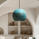 Turquoise Patina Brass Pendant – Dome Ceiling Light for Rustic Interiors - Brass For Homes - 