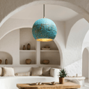 Dome brass pendant with turquoise verdigris patina – rustic decor – Brass For Homes