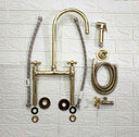 Unlacquered Natural Brass Kitchen Faucet kitchen faucet for kitchen sinks, prep sinks, bridge faucet layouts, and farmhouse kitchens - view 3