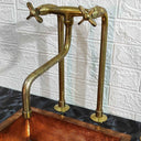 Antique Brass Kitchen Faucet With Long Legs kitchen faucet for kitchen sinks, prep sinks, bridge faucet layouts, and farmhouse kitchens - view 3