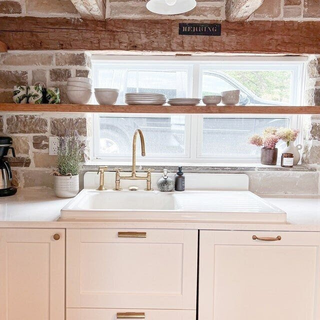 Unlacquered Brass Bridge Faucet With Short Legs Kitchen Faucets product photo